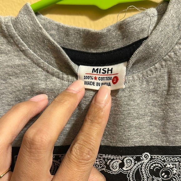 Mish Mish Gray Kids T-Shirt with Graphic Print - Picture 2 of 3